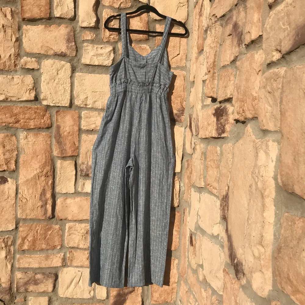 Striped Linen Jumpsuit Romeo & Juliet Couture NWT Spring Summer Fashion - Picture 5 of 8